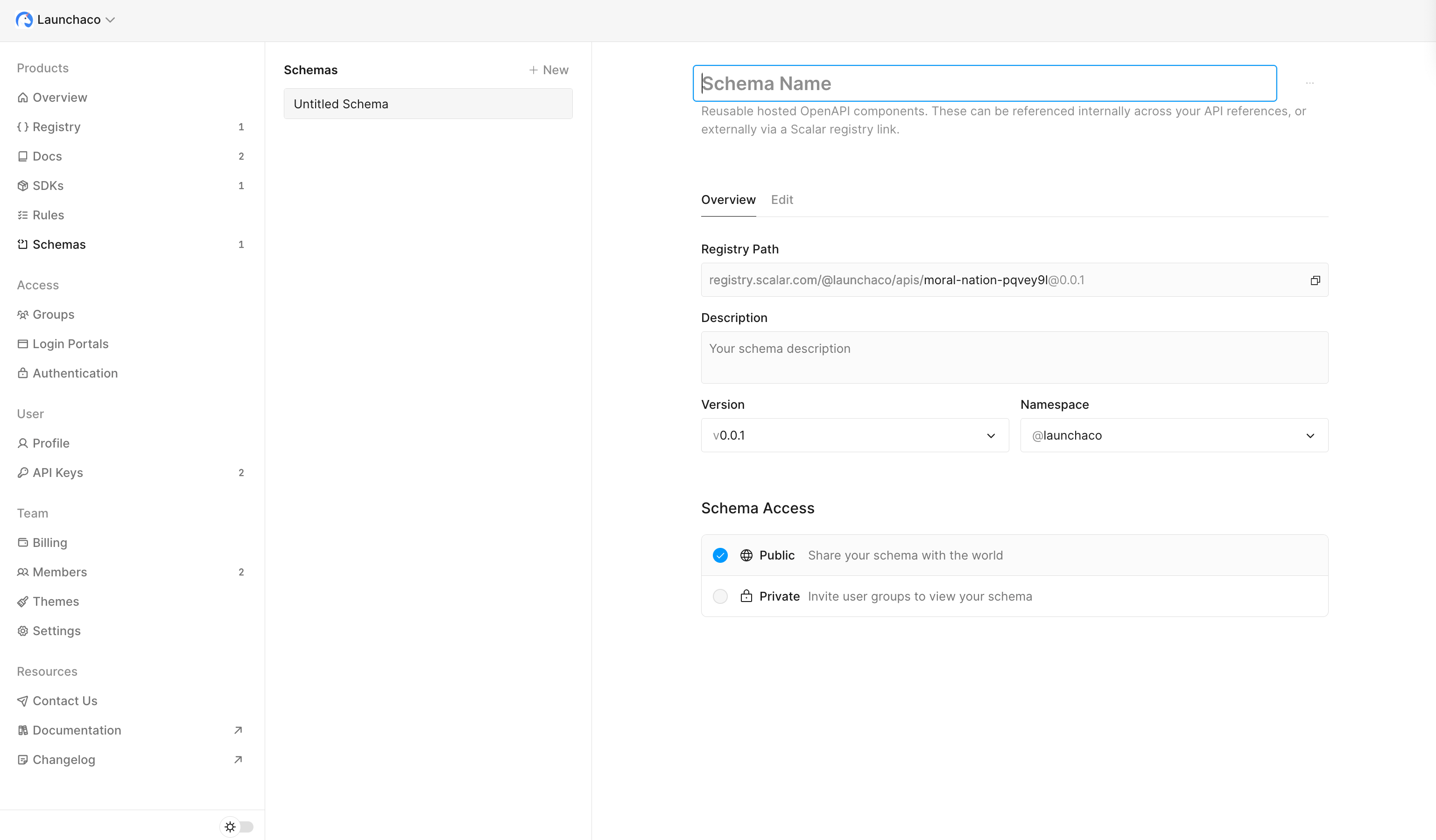 Registry Create Schema